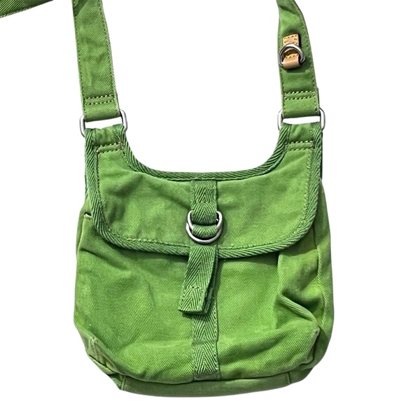 Fossil Lime Green Canvas Crossbody Bag Adjustable Strap - Picture 2 of 7